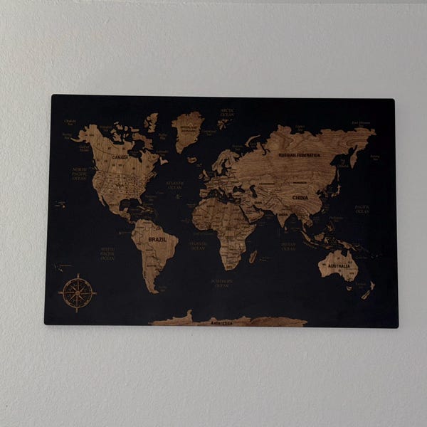 World Map Push Pin Wall Art With FREE Pins, Cork World Map Board ...
