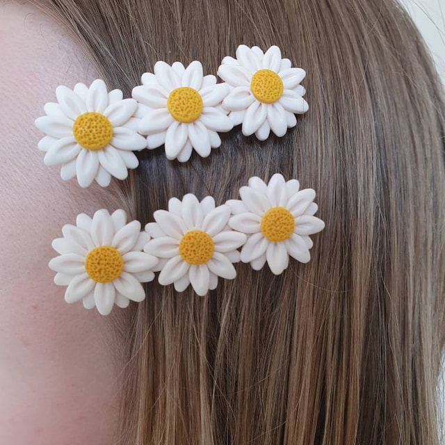 Framendino, 12 Pack Daisy Hair Clips Daisy Flower Clips Flower Hair  Barrettes Hair Pins for Wedding Hair Accessories