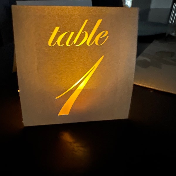 Cardstock Table Number Luminary: Shimmering Wedding Reception Decor - Etsy