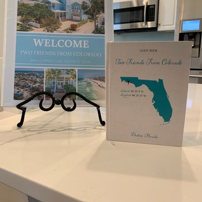 Personalized Family Vacation Guest Book - Custom Map Outline | Beach House, Lake House & Rental Property Memory Book