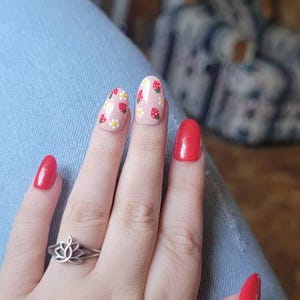 Shiny Multicolor Bug Gallery Gold Framed Press on Nails - Luxury Handmade Fake Fingernails - 3D Insect Lover Nails - Glue on Nails C28