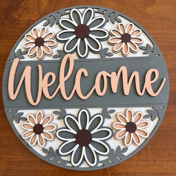 Welcome Flower Pattern Sign, Digital Download, SVG Laser Cut File ...