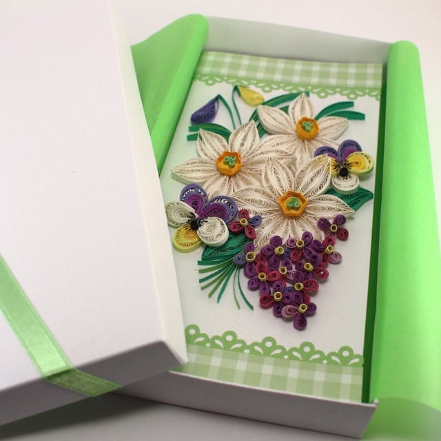 5 x Lot Paper Quilling Handmade Birthday Card Greeting Cards Gift