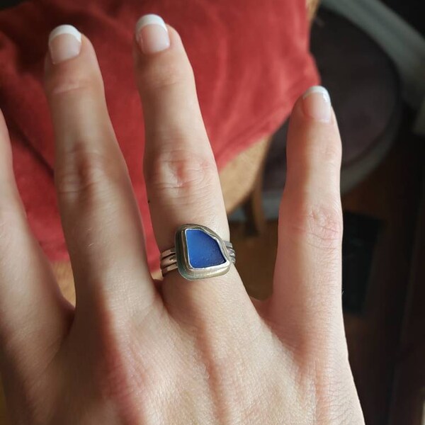 Sea Tile Pendant, Beach Found Tile, Floral Sea Tile, Blue and White Sea ...