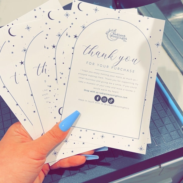 Celestial Thank You Card Template, Small Business Thank You Card, Moon ...