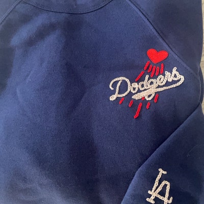 Dodgers Embroidered Raglan Crewneck Sweatshirt MLB Unisex - Etsy
