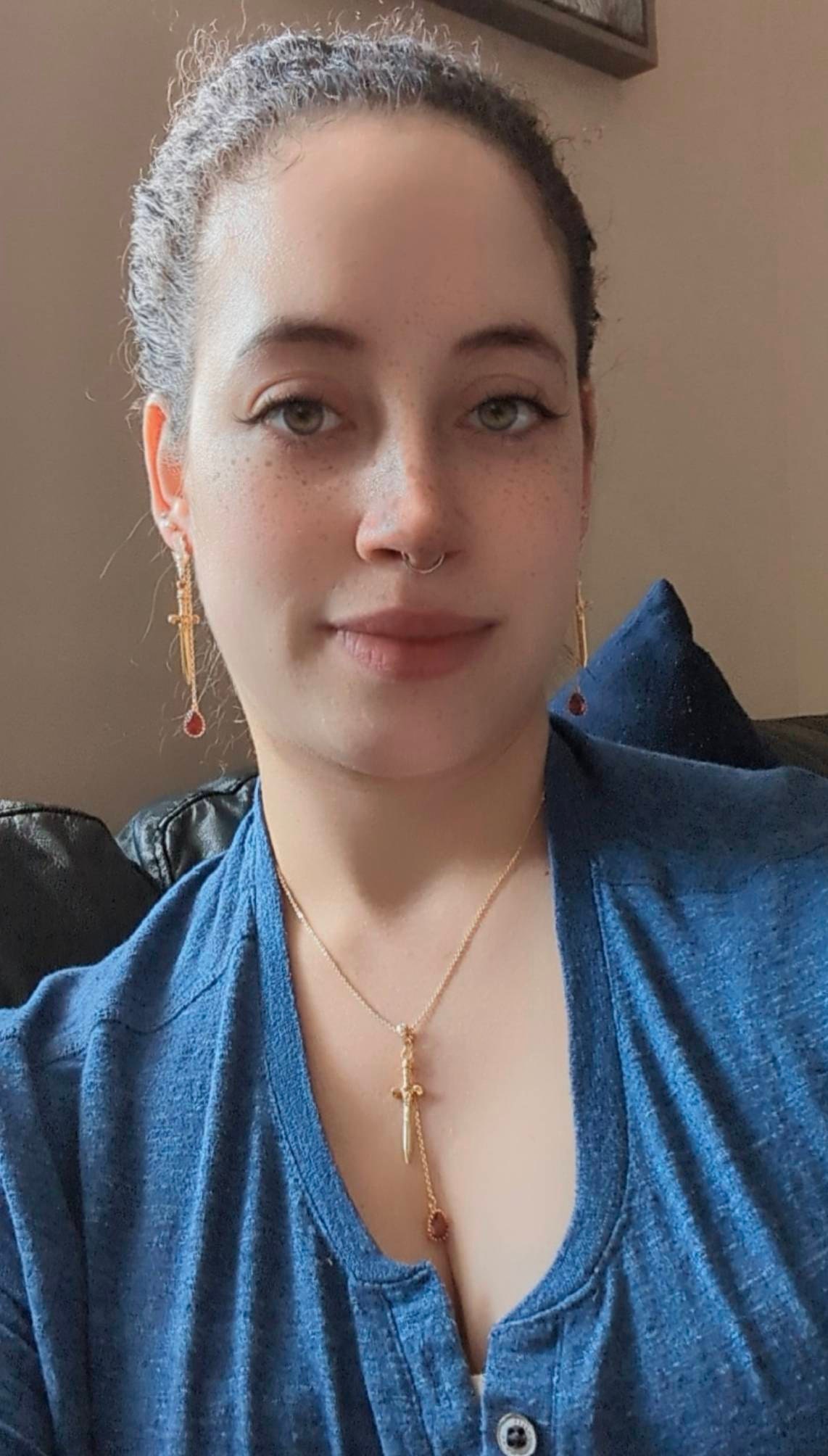 Sword and Blood Drop Necklace / Gold or Silver, Black Deep Red Teardrop Necklace