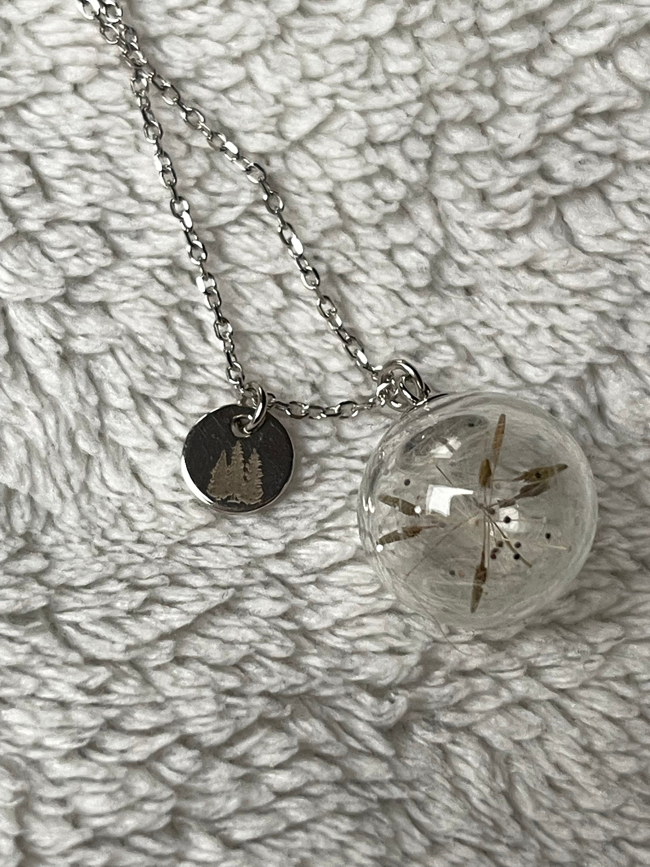 925er Silver necklace with real dandelions and personalized disc • Silver/Gold/Rosegold • real dandelions • gift for her • handmade • K510