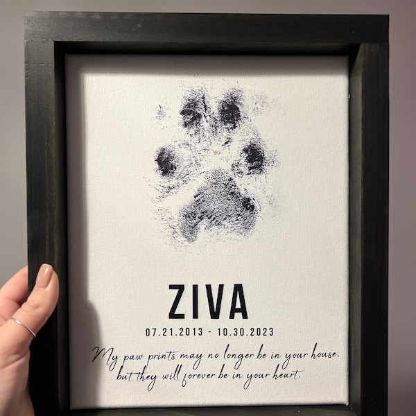 Ink Paw Print Memorial - Custom Paw Print Photo + Name, Date, & Quote ...