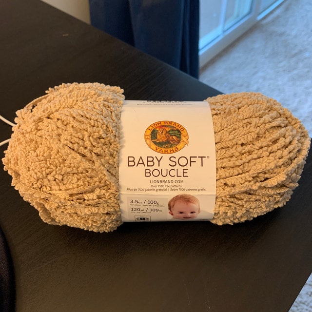 Lion Brand Baby Soft Boucle Yarn-Tan 