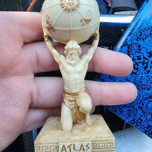 Vintage Atlas Mini Statue - Small Hand-painted Ancient Greek Titan