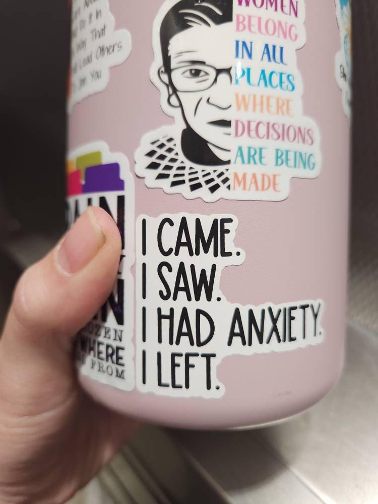 i came i saw i had anxiety i left sticker, funny introvert sticker, funny sticker, laptop decal, anxiety tumbler sticker, anxiety sticker