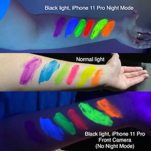 6 Bottles, 30 ml. Each UV Body Paint Glow Blacklight Reactive Neon Fluorescent  Paint - Safe For Skin - Washable - Non-Toxic - Six Colors Kit 