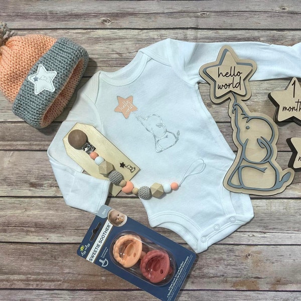 SVG Laser Cut File Elephant Stars Baby Milestone Interchangeable Sign ...