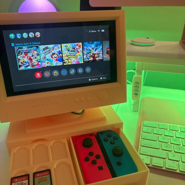 レトロPC風Nintendo Swichスタンド Retro Computer Switch Stand With Game Cartridge Drawers and