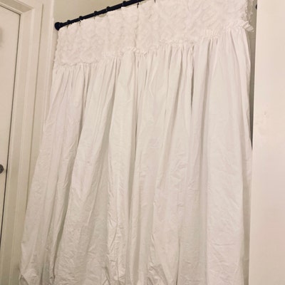 Extra Long Shower Curtains Shabby Chic Ruffled White Shower Curtain ...