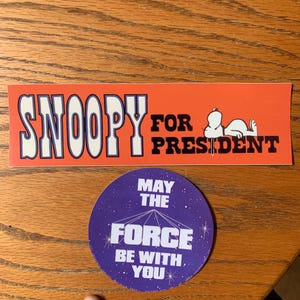 Vintage Snoopy for President Political Retro Travel Decal Bumper