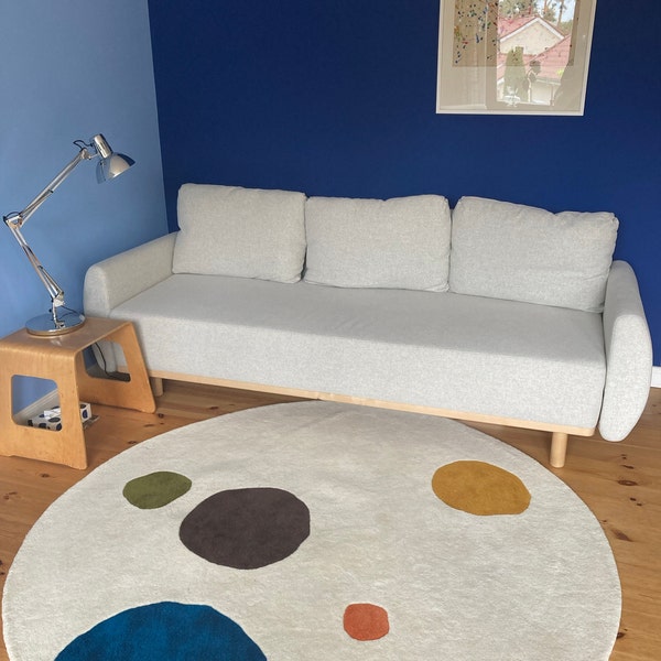 Hand Tufted Round Rug, Leopard Round Rug,green Round Rug Under Table