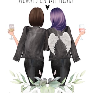 Best Friends Print, Mother and Daughter Portrait, Custom Quote Gift ...