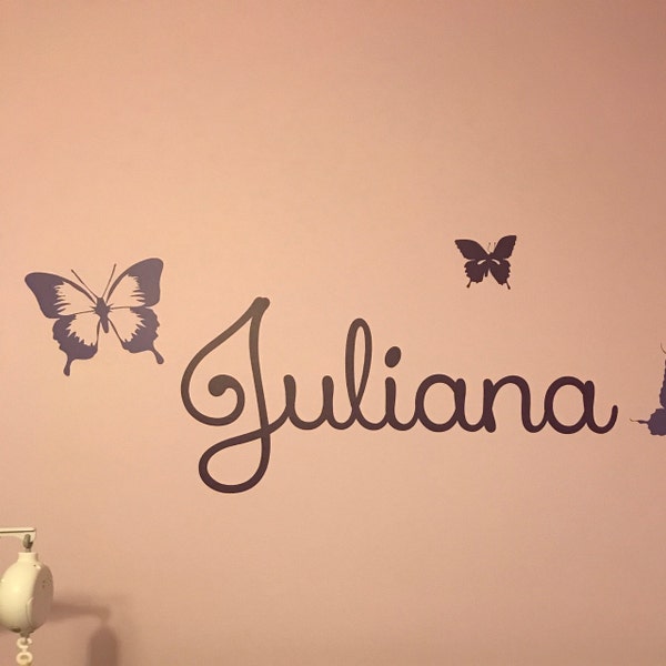 Personalized Name Butterfly Wall Decal - Custom Name Butterfly Wall ...