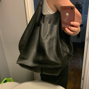 Large Leather Slouchy Hobo Bag Oversized Leather Bag Leather Shopper ...