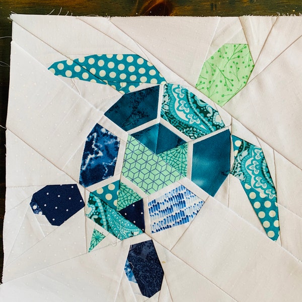 Turtle 2.0 Foundation Paper Piecing Pattern Swimming Hawaii Tropical ...
