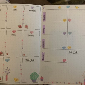 February Monthly Bullet Journal Sticker Kit Valentines Themed Stickers ...