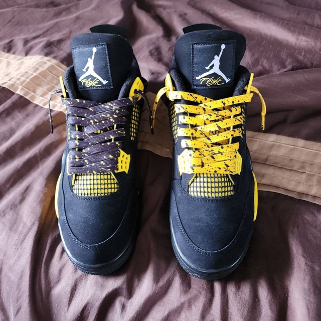 Yellow Black Cement Flat Laces for Air AJ Jordan IV 4 Thunder Lightning Dunk SB Etsy