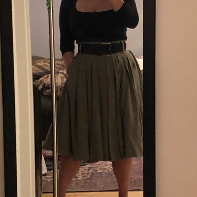Women's Cotton Blend High Waist Aline Hidden Pockets Full Flared Circle Skater Knee Length Skirt main image 1