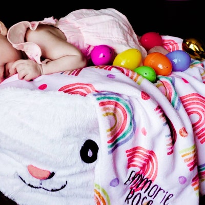 Super Soft Minky Dot Plush Rainbow Flag Baby Blanket 24x36 - Reversible Security Blanket