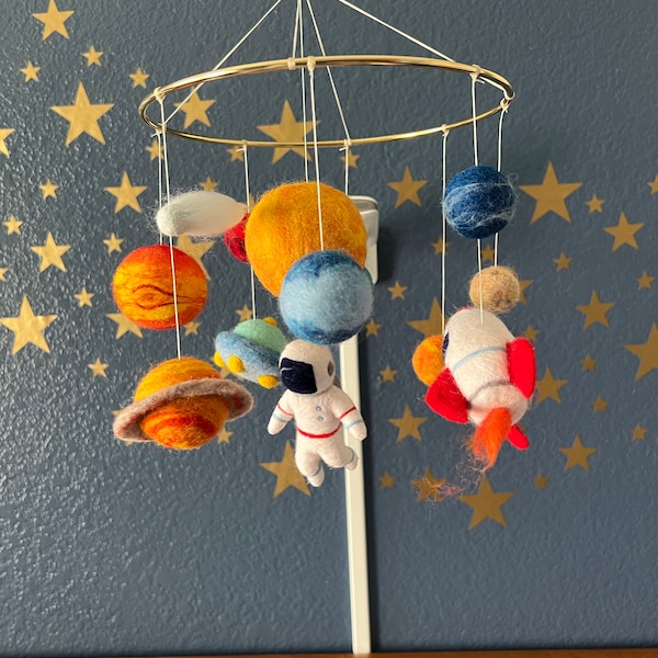 Solar System Mobile Crib Felt Planets Mobile Nursery Astronaut Mobile ...