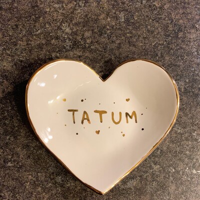 Personalized Heart Jewelry Dish 22k Gold Name Dish customnamedish ...