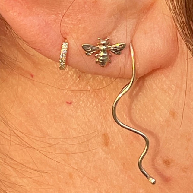 14k Solid Gold Bee Studs Earrings, White or Rose or Yellow 14k Solid Gold Bee Studs Earrings, White or Rose or Yellow