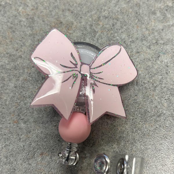 Pastel Pink Bow Badge Reel, Baby Pink Badge Reel, Nurse Badge Reel ...