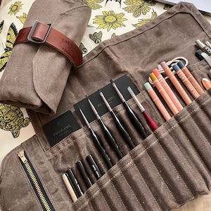 Roll up Pencil Case With 22 Pockets 1 Zipper Pouch Plein -  Sweden