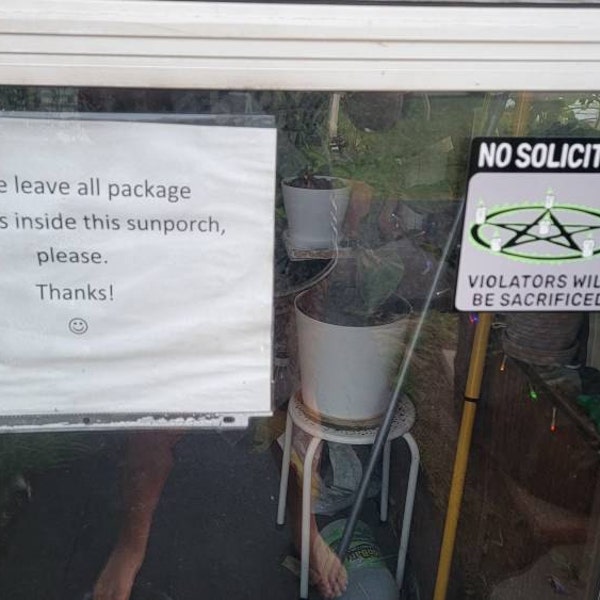 No Soliciting Sign Window Cling Goth (violators Will Be Sacrificed ...