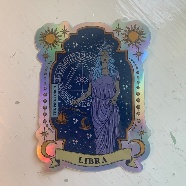 Libra Zodiac Holographic Sticker, Libra Zodiac Sticker, Waterproof ...