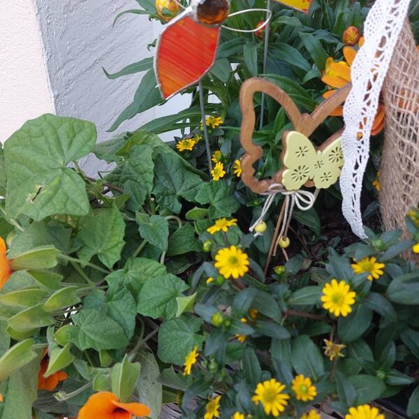Biene aus Glas, Gartenstecker, orange, Garten Geschenk