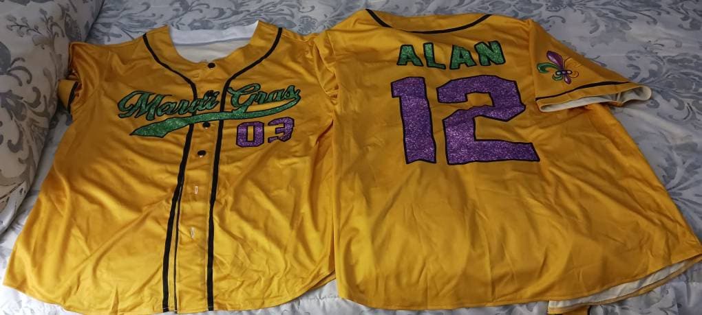 Personalisiertes Mardi Gras Baseball Jersey, Personalisierter Name und Nummer Baseball Jersey, Mardi Gras Karneval Jersey, Geschenk für Familie