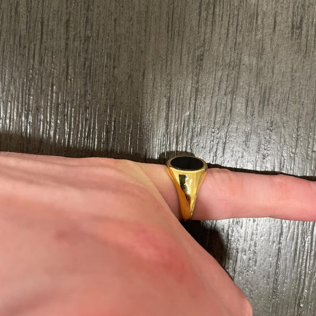 1 anello uomo mignolo Oro giallo bianco 18kt ovale con Diamanti