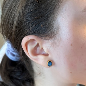 Customer photo from Marisa, Rainbow Labradorite Stud Earrings in Rosecut
