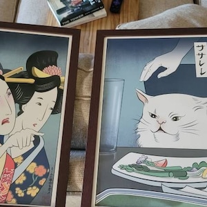Woman Yelling at Cat Ukiyo-e Style Set of 2 Giclee Prints OFFICIAL ...