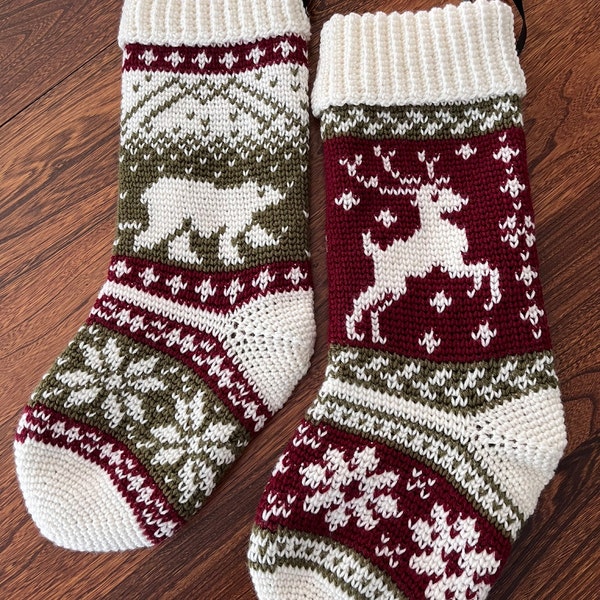CROCHET PATTERN Polar Bear Stroll Crochet Stocking Pattern Plus Charts ...