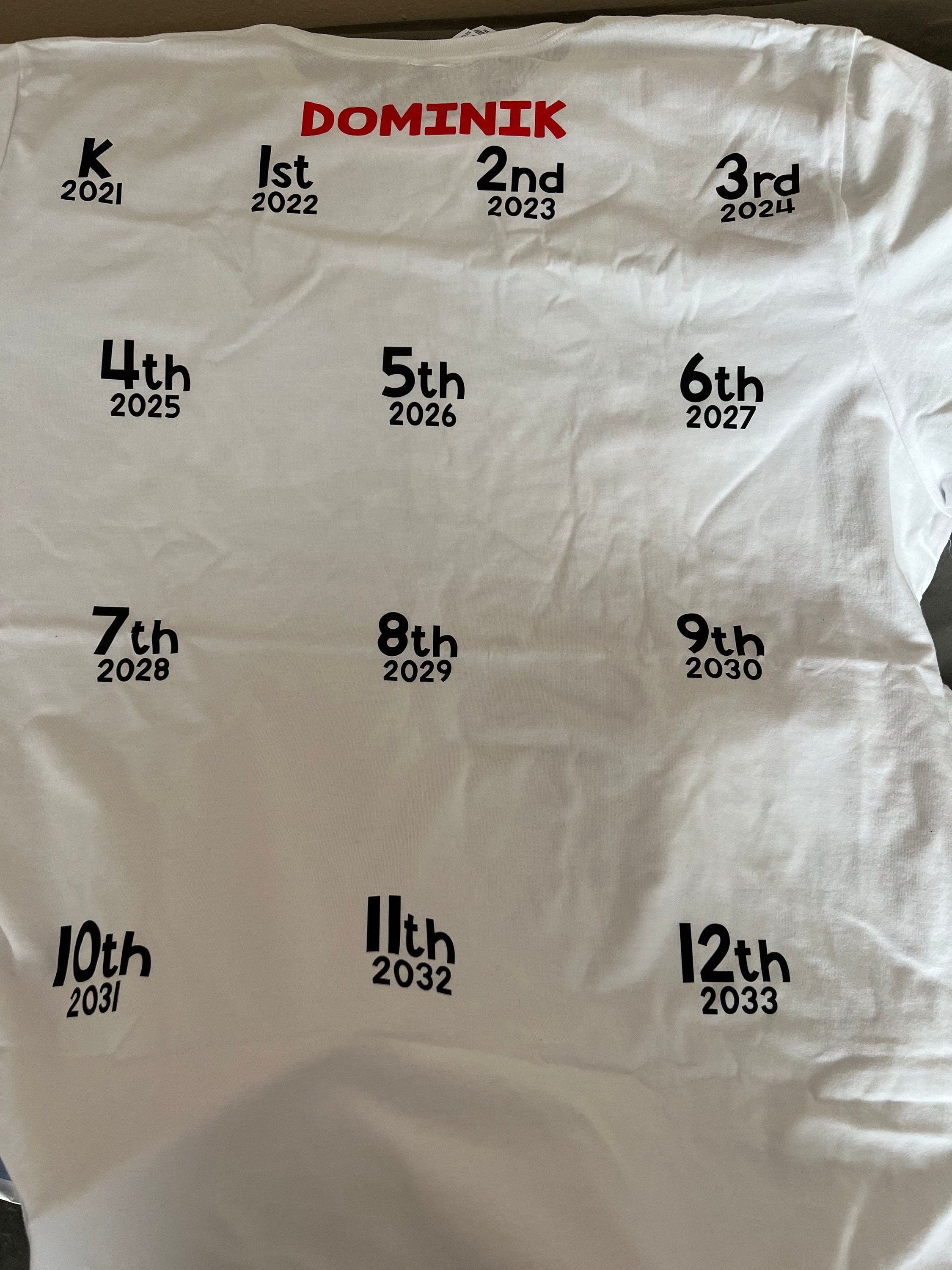 Customizable Hand Print Graduation Tee, Add Handprint Every Year, Preschool Shirt, Back To School Shirt, Class Of 2034 Personalized Shirt