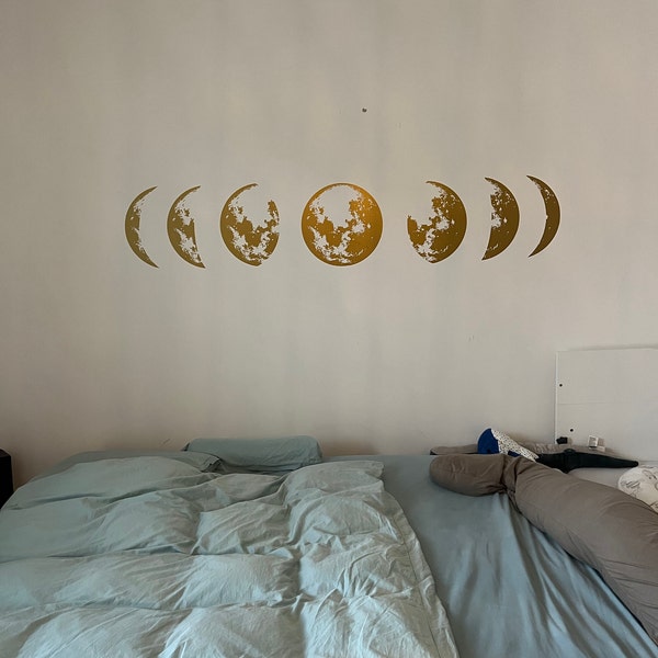 Moon Phases Wall Decal - Moon Phase Decor, Celestial Wall Art, Moon ...