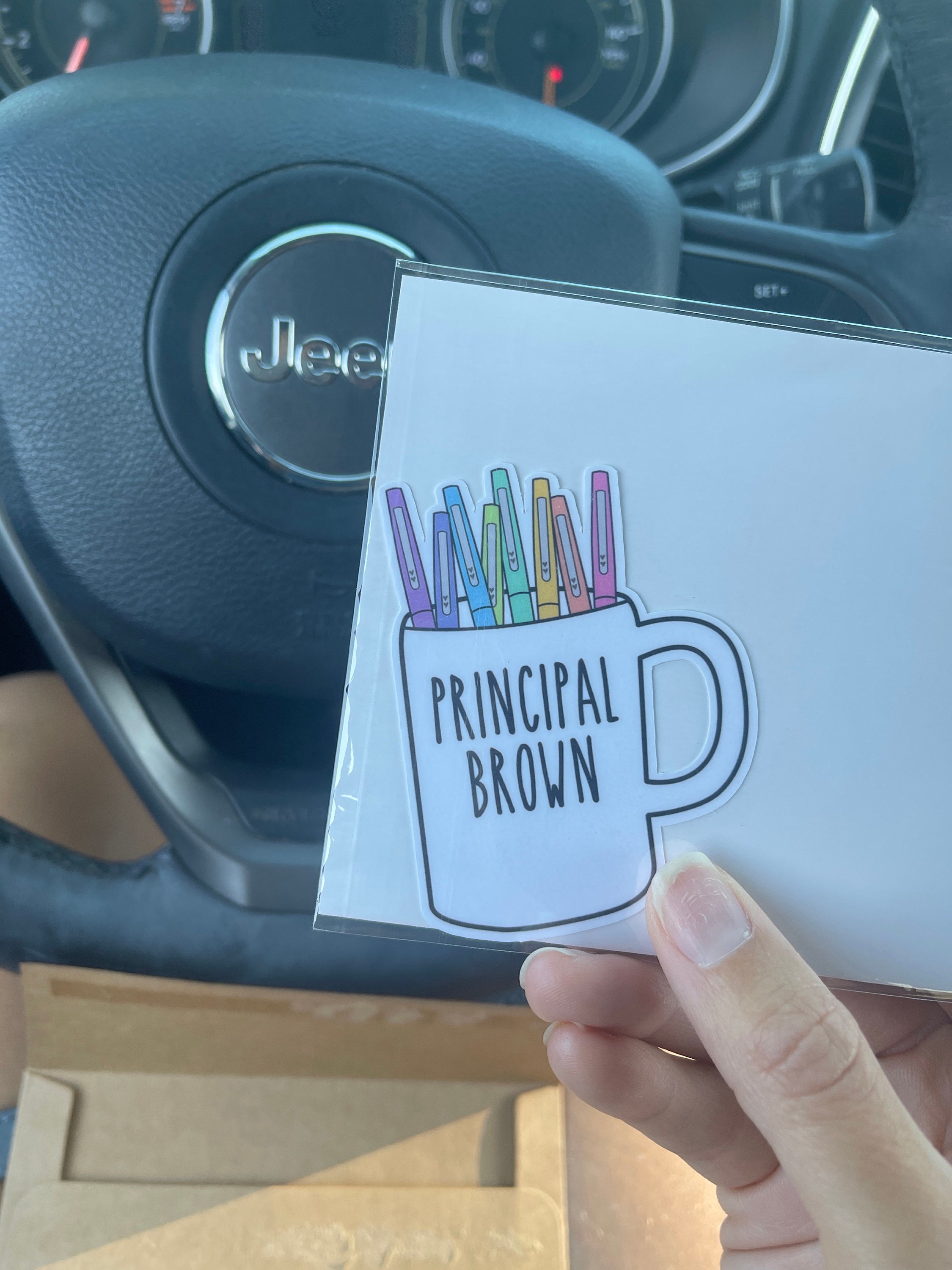 Custom Teacher Coffee Mug Sticker, Personalized Teacher Sticker Coffee Mug, Teacher Flair Pen Sticker