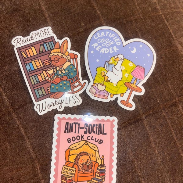 Cozy Cottagecore Bookish Sticker Pack Kindle Sticker Bundle Book Lover ...