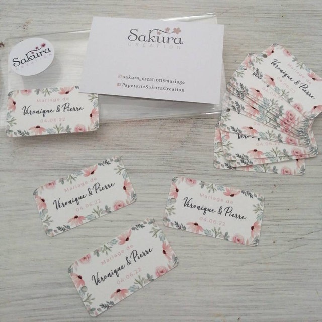 50 Autocollants Personnalisables Ronds 4 Cm Pour Mariage - Étiquettes Cadeaux, Baptême, Anniversaire - 11