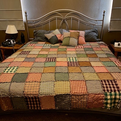 Country Primitive Farm House Charm Homespun Patchwork Rag Quilt - Etsy