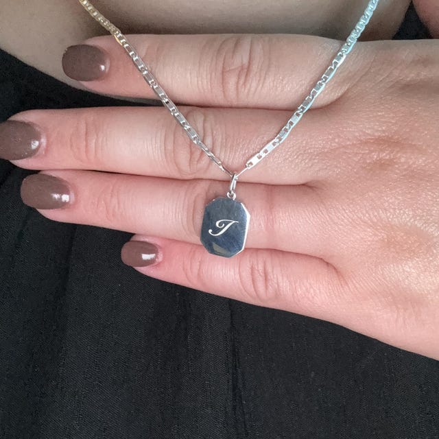 Engraved Initial Pendant Necklace by Gracepersonalized